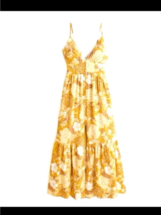 Abercrombie & Fitch Dresses & Skirts - Abercrombie & Fitch Button-Through Yellow Floral Maxi Dress Size Large